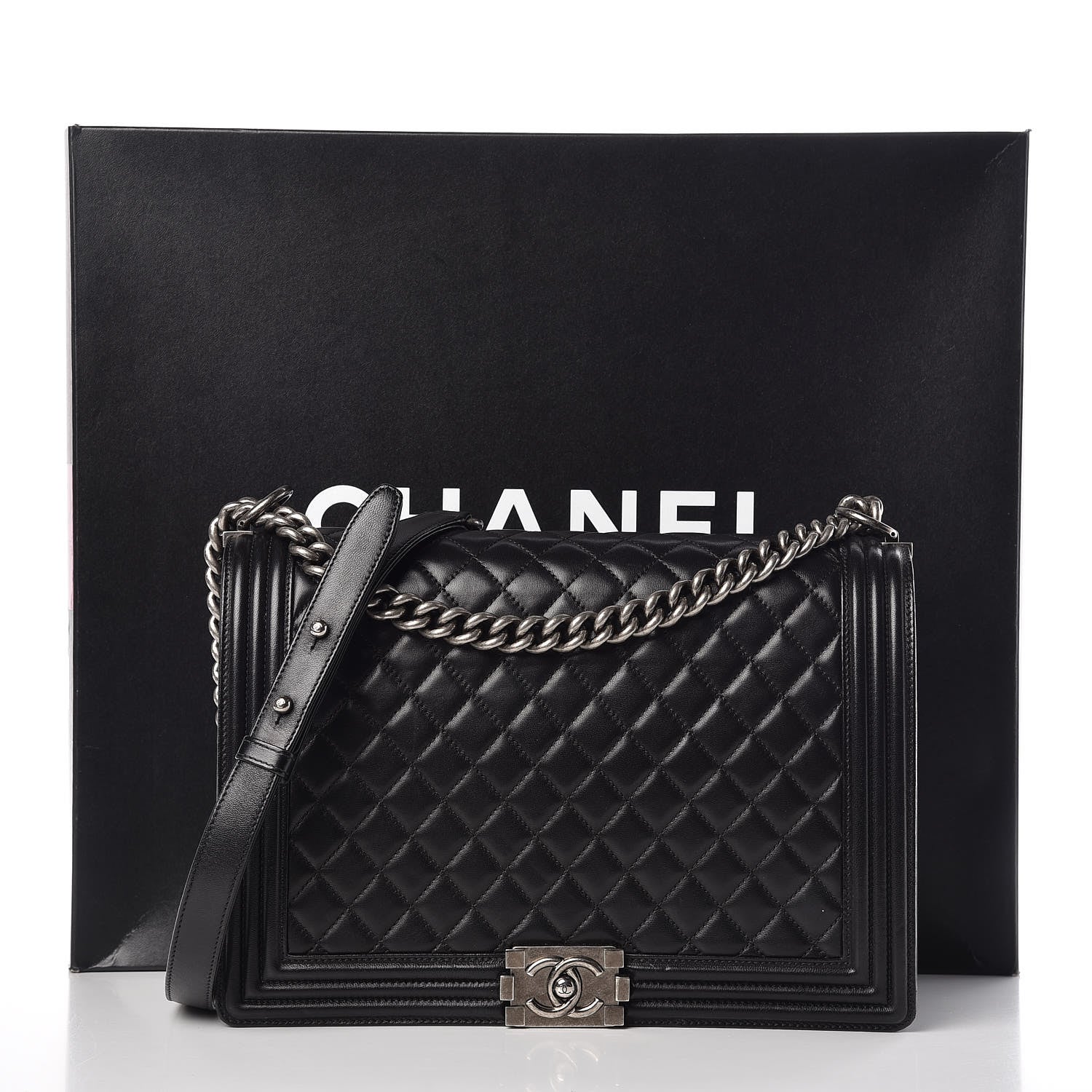 Chanel Lambskin Quilted Large Boy Flap Black 16 of 16