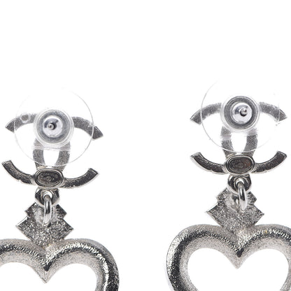 Chanel Crystal Heart CC Drop Earrings Silver Multicolor 3 of 5