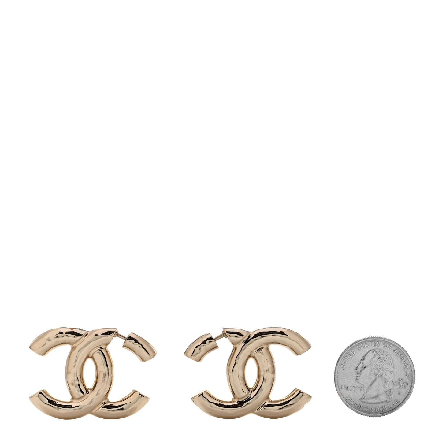 Metal Large CC Earrings Light Gold