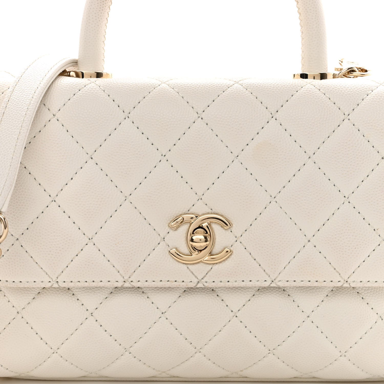 Chanel Caviar Quilted Mini Coco Handle Flap White 8 of 13