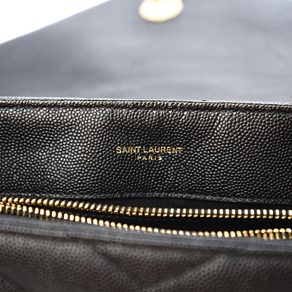 Saint Laurent Grain de Poudre Calfskin Y Quilted Monogram Small Loulou Chain Satchel Black 5 of 9