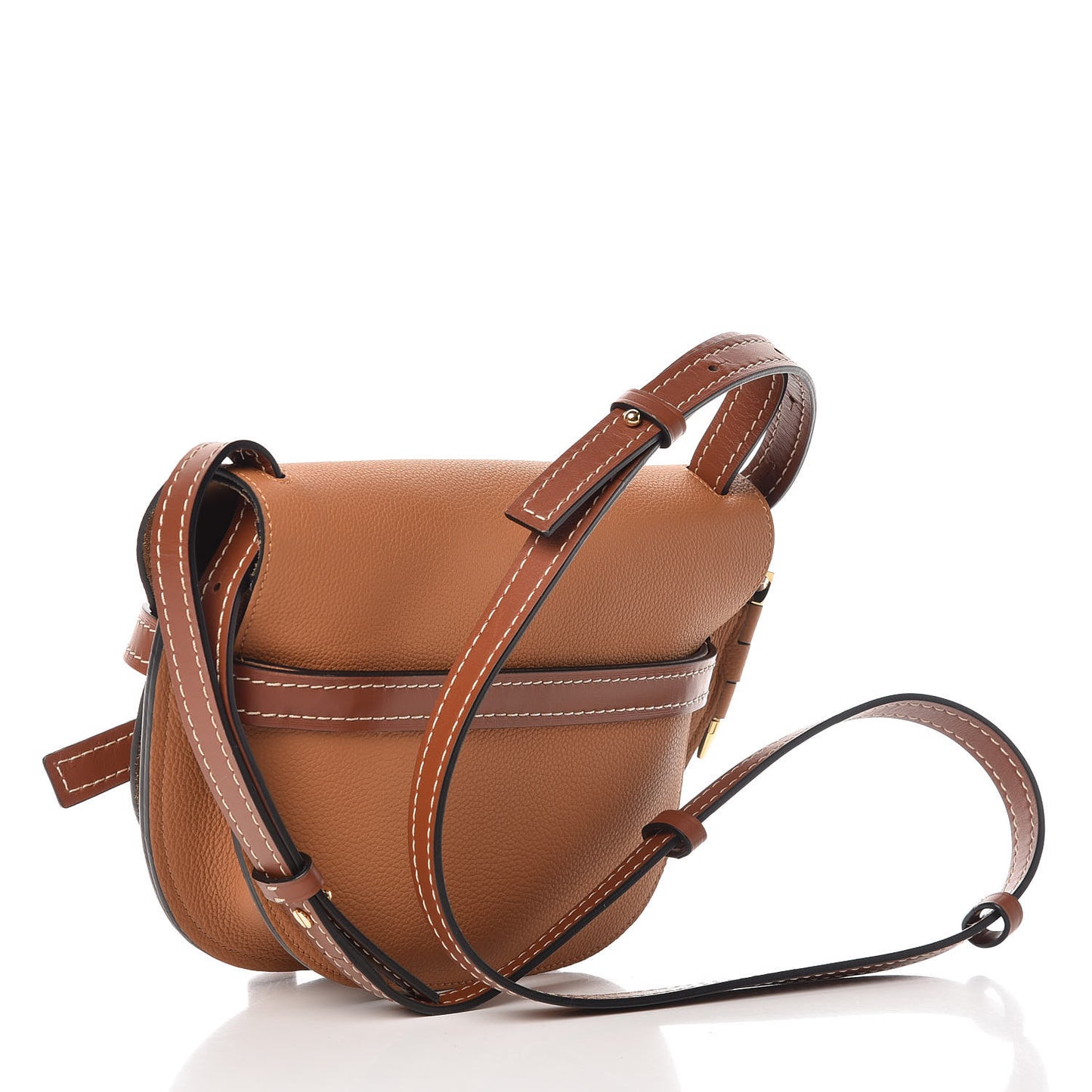 Grained Calfskin Small Gate Crossbody Bag Caramel Pecan