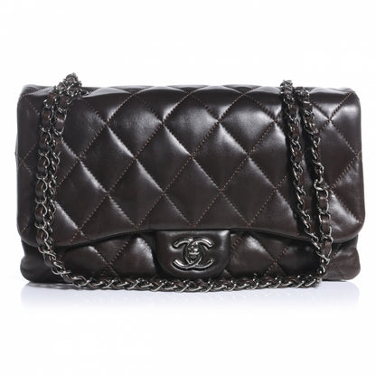 Chanel Lambskin Quilted 3 Large Flap Dark Brown 1 of 8