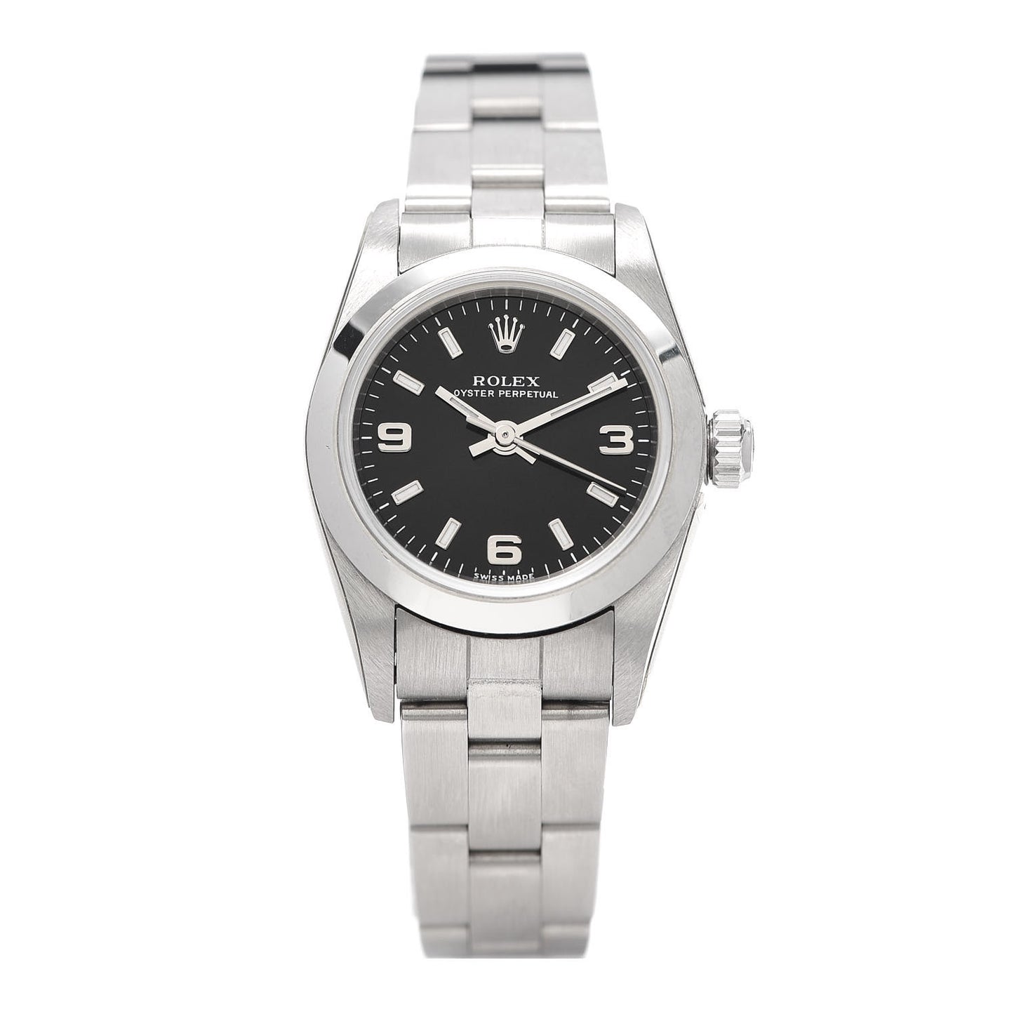Stainless Steel 24mm Oyster Perpetual Watch Black 76080