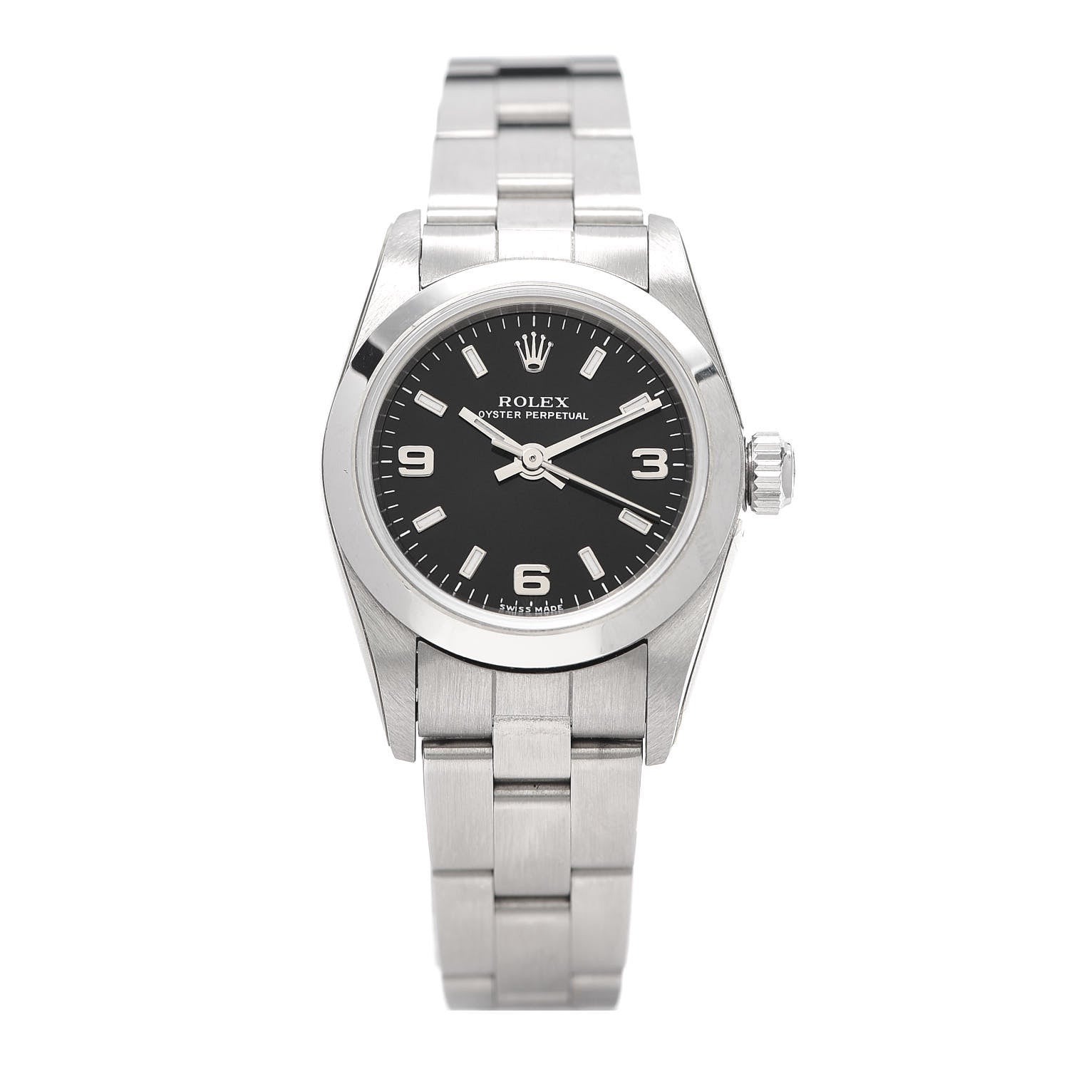 Rolex Stainless Steel 24mm Oyster Perpetual Watch Black 76080 1 of 8