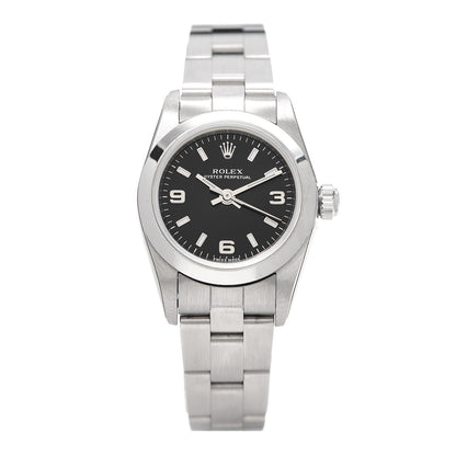 Rolex Stainless Steel 24mm Oyster Perpetual Watch Black 76080 1 of 8