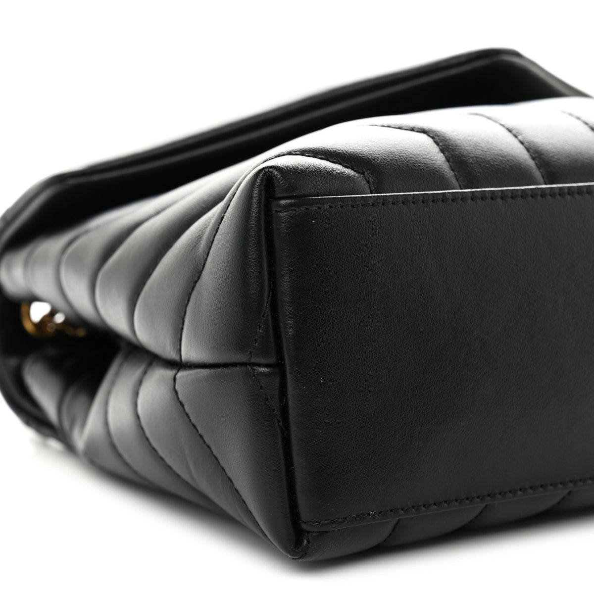 Saint Laurent Calfskin Y Quilted Monogram Small Loulou Chain Satchel Black 8 of 9