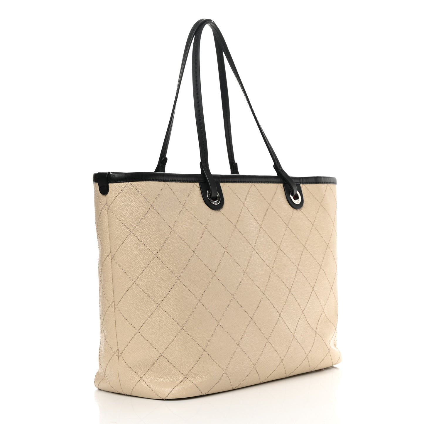 Grained Calfskin Large Fever Shopping Tote Beige