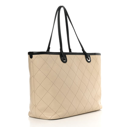 Chanel Grained Calfskin Large Fever Shopping Tote Beige 4 of 16