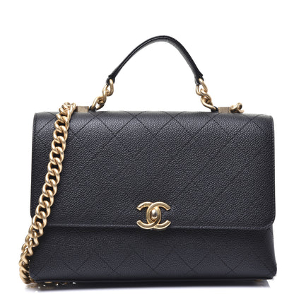 Chanel Caviar Diamond Stitched Small Top Handle Flap Black 1 of 18