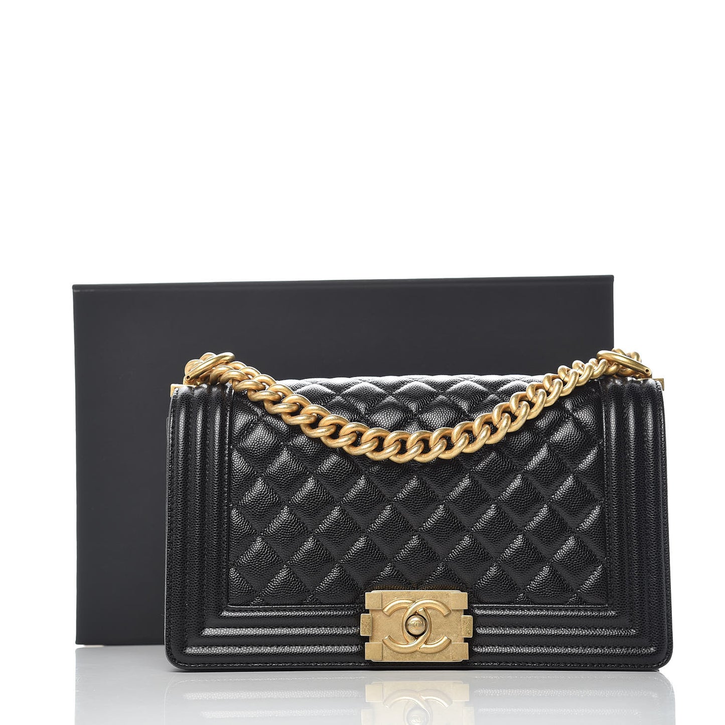 Caviar Quilted Medium Boy Flap Black