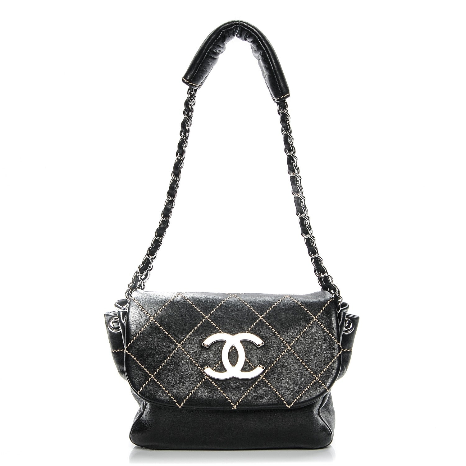 Chanel Lambskin Small Contrast Stitch Surpique Accordion Flap Black 1 of 7