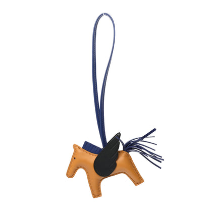Hermes Milo Lambskin Grigri Rodeo Pegase Horse Bag Charm PM Sesame Black Bleu Saphir 1 of 4