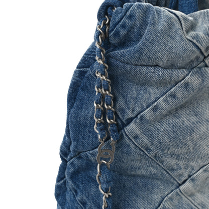 Chanel Denim Quilted Chanel 22 Backpack Blue 13 of 14