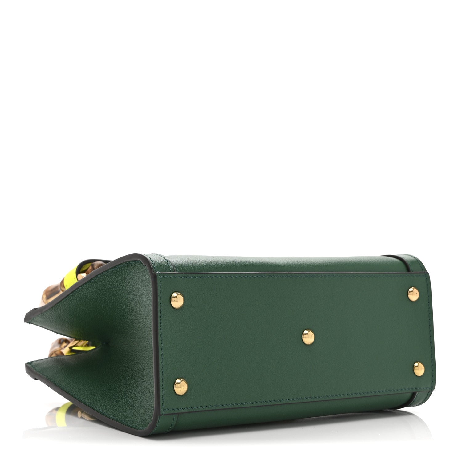 GUCCI カバン Gucci Wonka Grain Calfskin Mini Diana Tote Bag Green Yellow Fluo