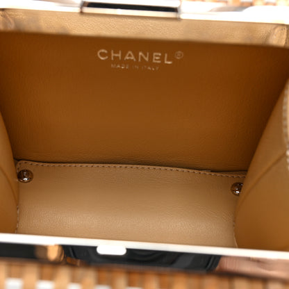 Chanel Raffia Patent Small CC Filigree Vanity Case White 5 of 11