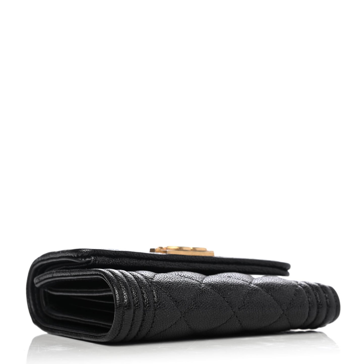 Caviar Quilted Compact Boy Wallet Black