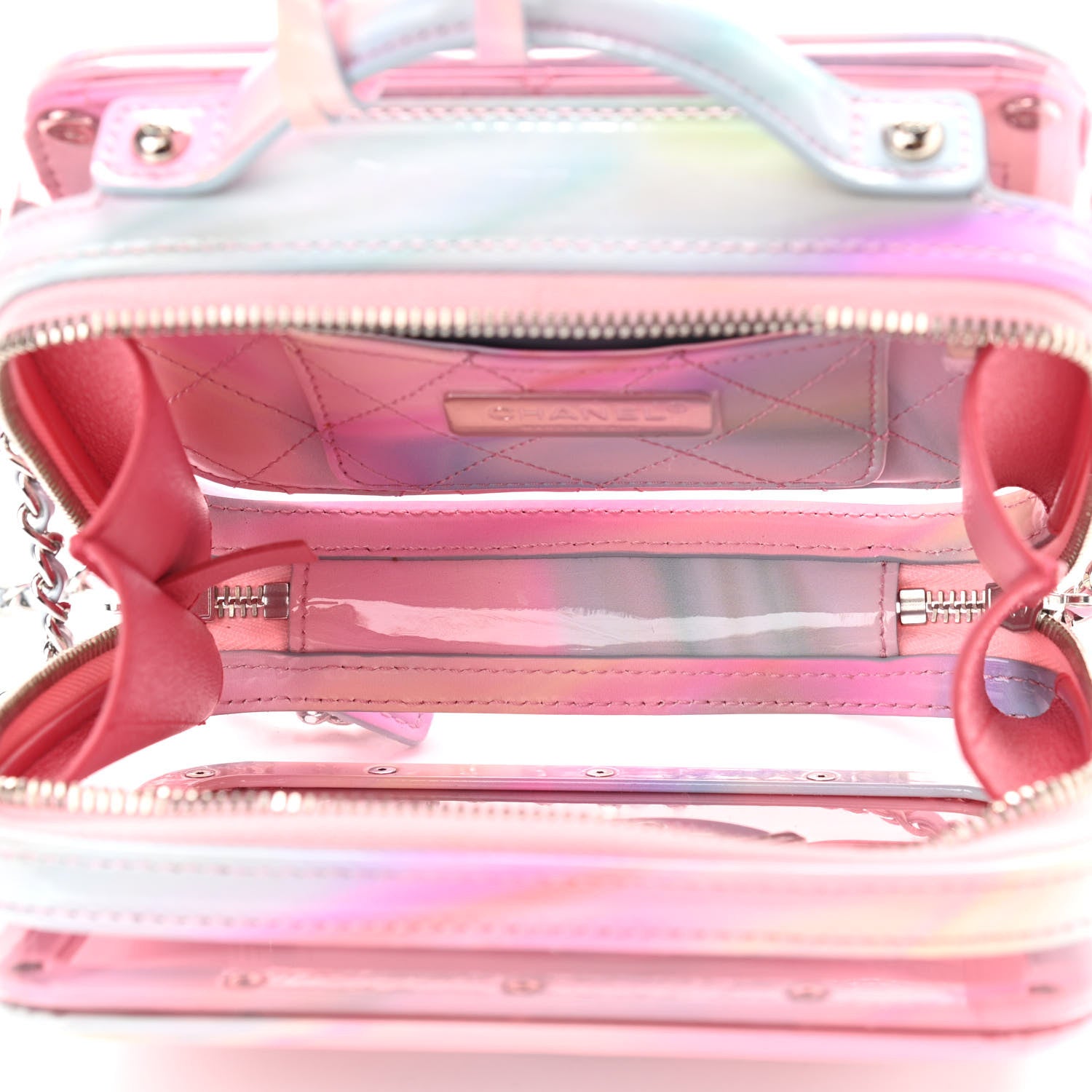 Chanel PVC Patent Calfskin Patent Lambskin Small CC Vanity Case Pink 5 of 11
