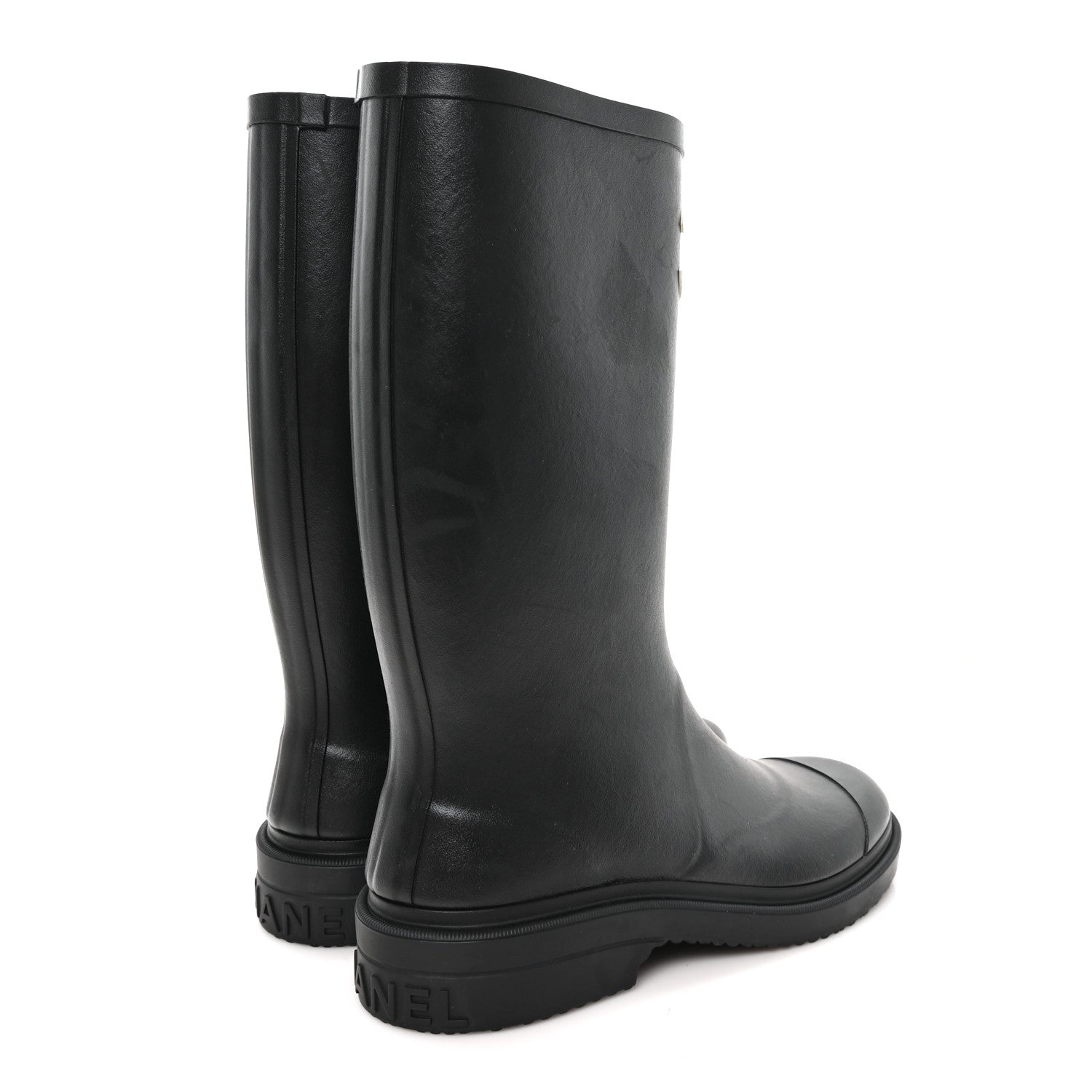 Chanel Caoutchouk CC High Boots 38 Black 5 of 9