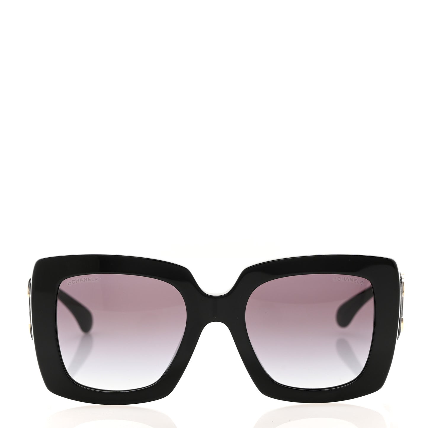 Acetate Calfskin Square Sunglasses 5474-Q-A Black