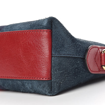 Gucci Suede Calfskin Web Small Ophidia Dome Shoulder Bag New Blue Romantic Cherry 10 of 11