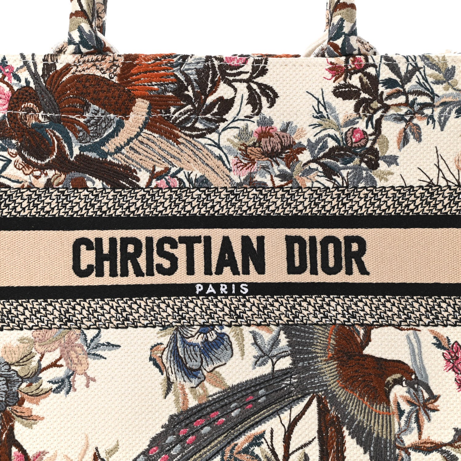 Christian Dior Canvas Embroidered Small Jardin D'Hiver Book Tote Latte Multicolor 8 of 11