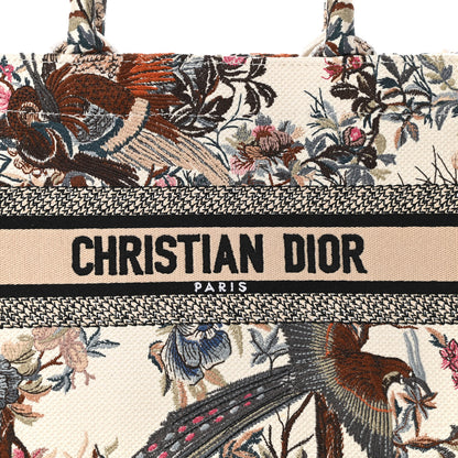 Christian Dior Canvas Embroidered Small Jardin D'Hiver Book Tote Latte Multicolor 8 of 11