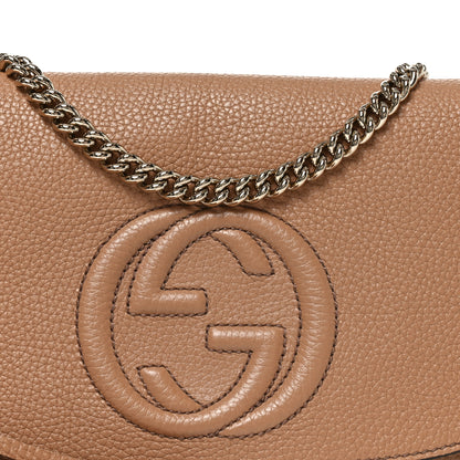 Gucci Pebbled Calfskin Medium Soho Flap Crossbody Camelia 7 of 9