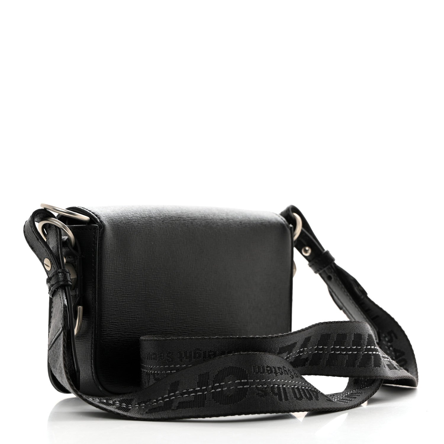 Off-White Saffiano Striped Mini Diag Binder Clip Bag Black White 4 of 11