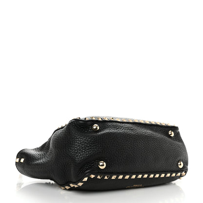 Valentino Garavani Grained Calfskin Small Rockstud Tote Black 4 of 9