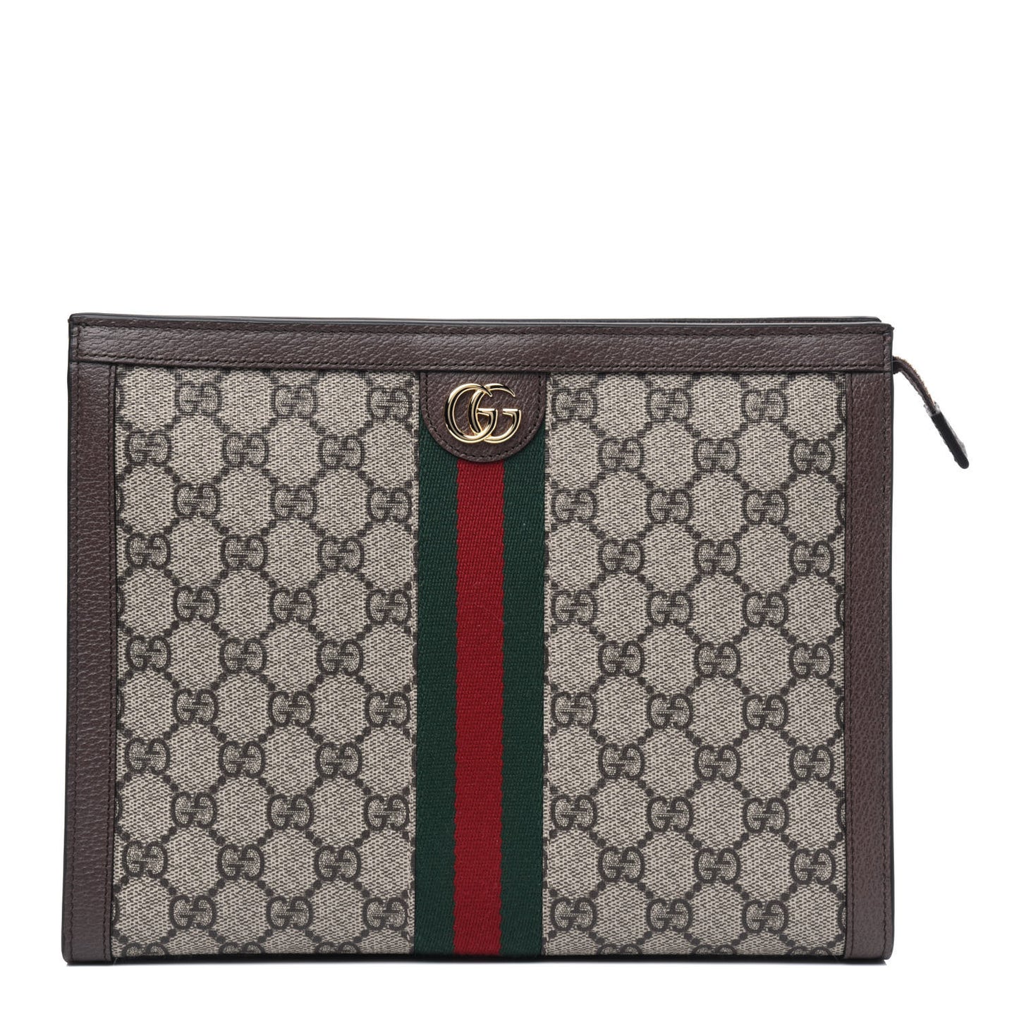 GG Supreme Monogram Web Ophidia Pouch Brown