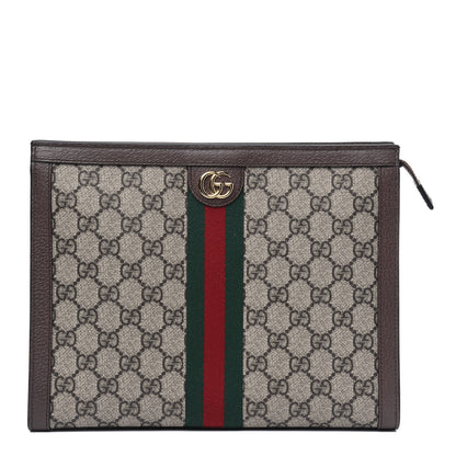 Gucci GG Supreme Monogram Web Ophidia Pouch Brown 1 of 4