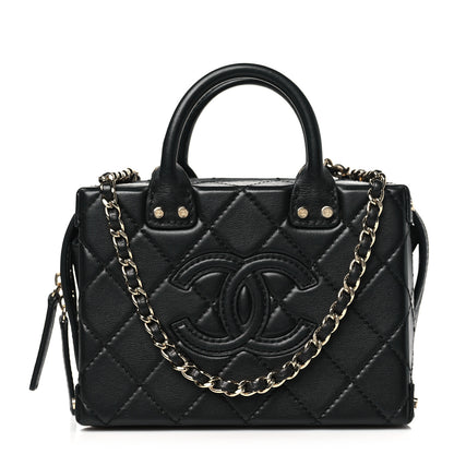 Chanel Calfskin Quilted Small Studded Square Vanity Case Black 1 of 10