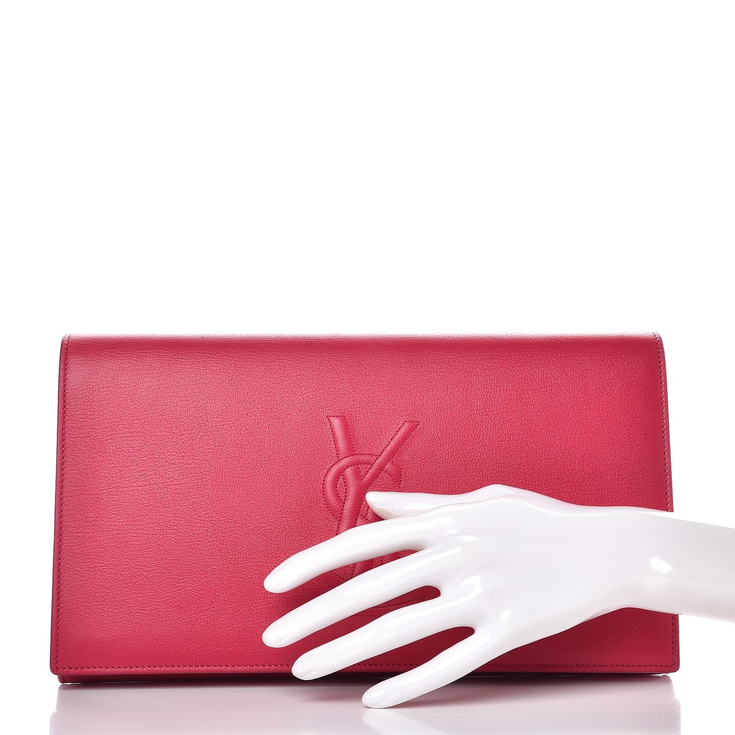 Calfskin Monogram Large Belle De Jour Clutch Lipstick Fuchsia