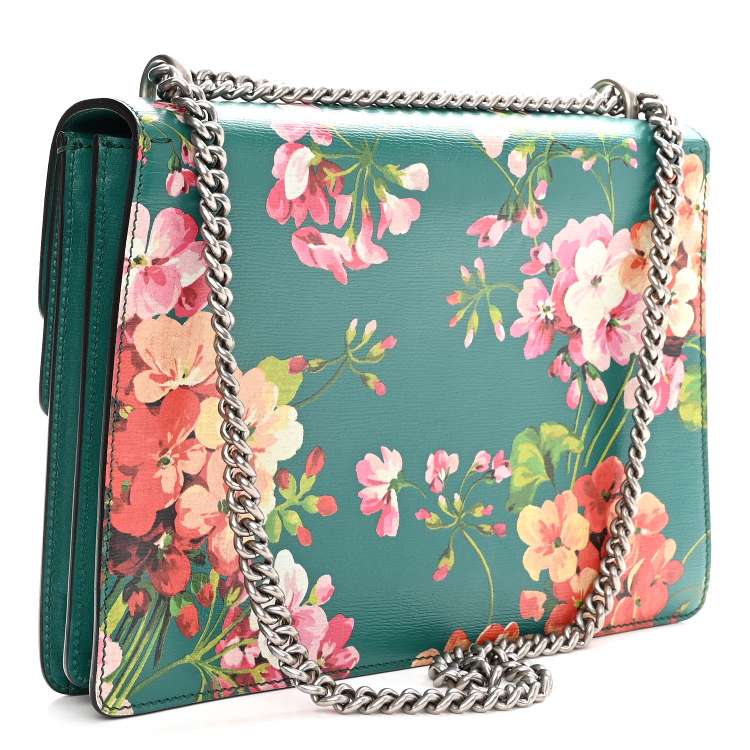 Gucci Calfskin Blooms Print Medium Dionysus Shoulder Bag Bright Emerald Multicolor 3 of 10