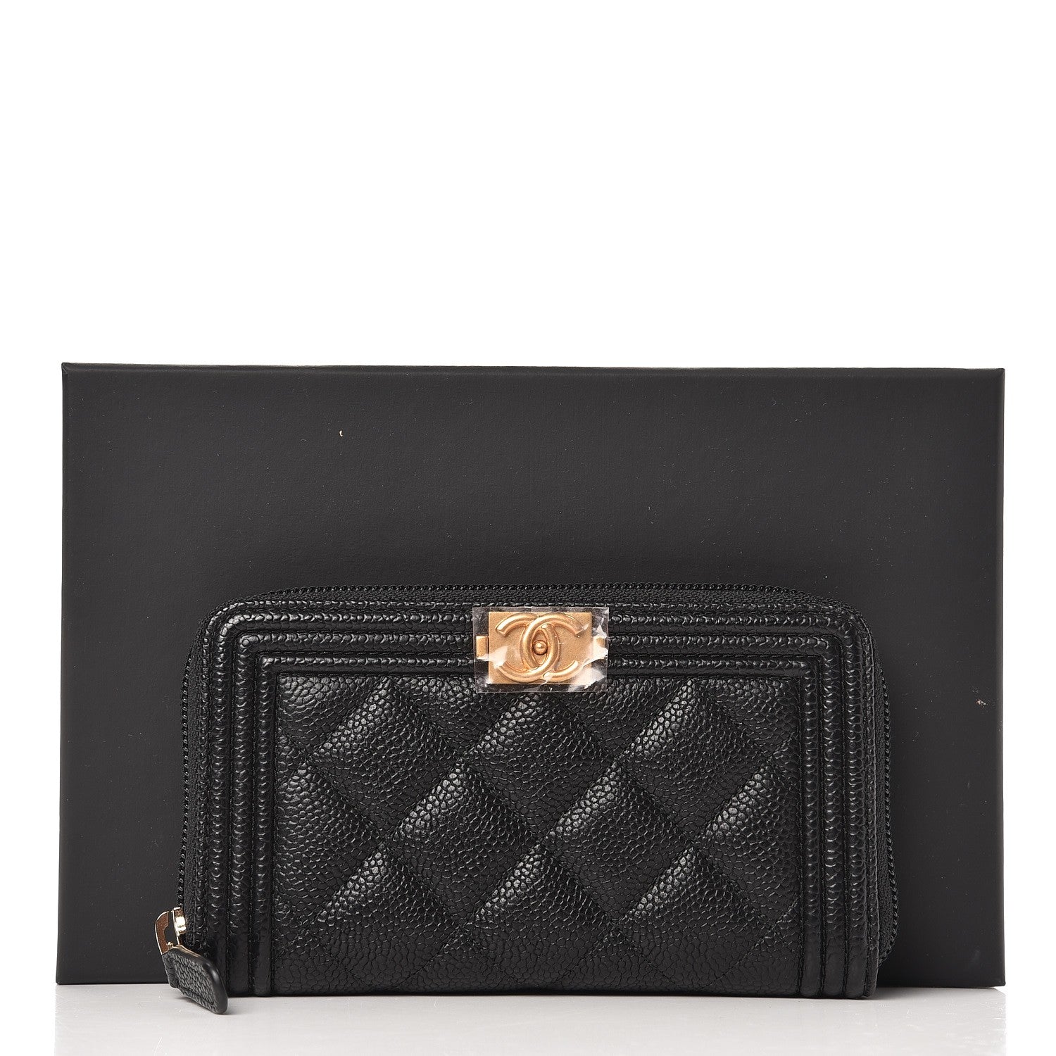 Chanel Caviar Quilted Small Boy Zip Around Wallet Black 9 of 9