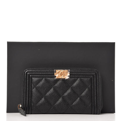 Chanel Caviar Quilted Small Boy Zip Around Wallet Black 9 of 9