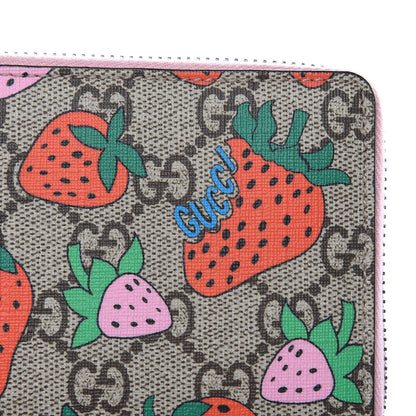 Gucci GG Supreme Monogram Strawberry Zip Around Wallet Light Pink 8 of 10