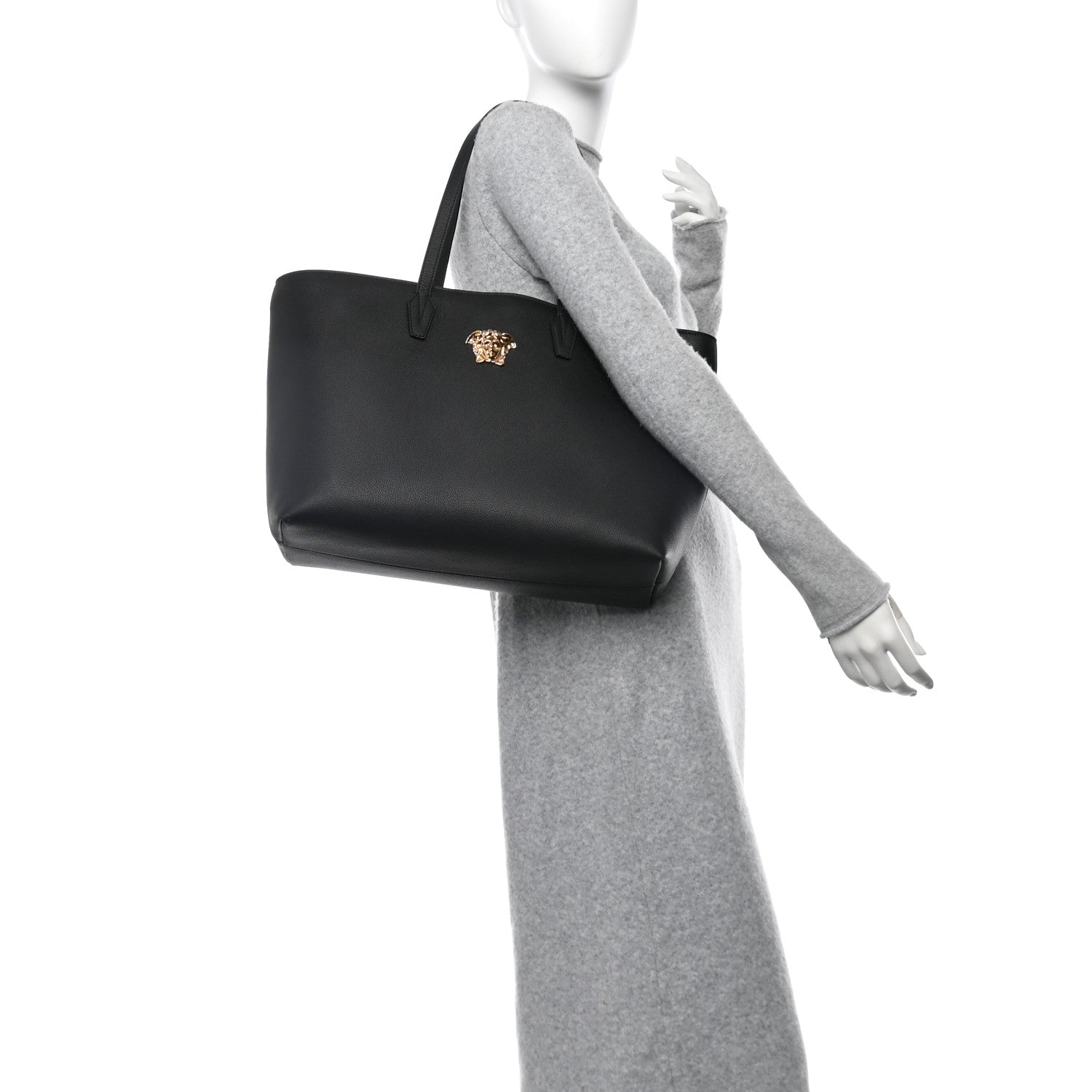 Versace Grained Calfskin La Medusa Tote Bag Black 2 of 11