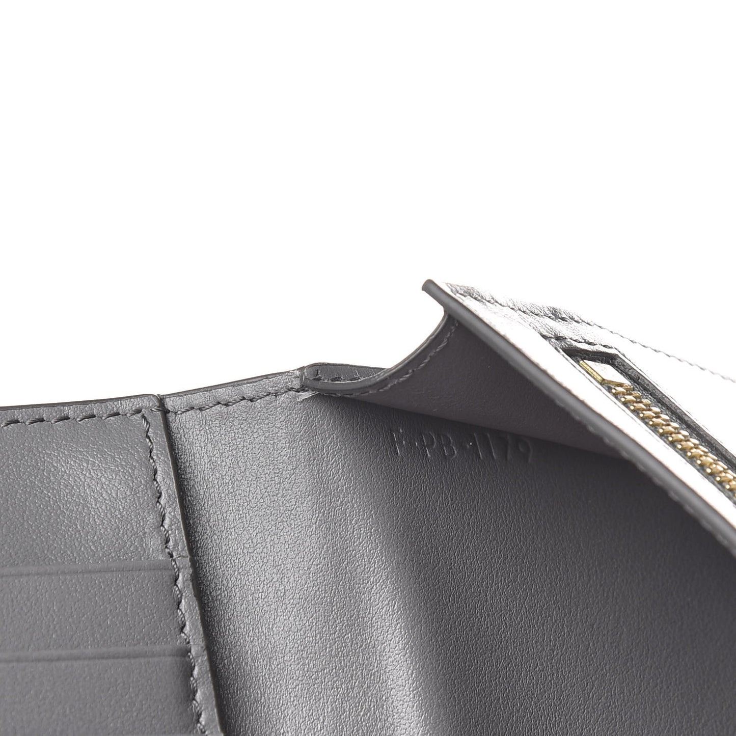 Grained Calfskin Medium Multifunction Strap Wallet Grey