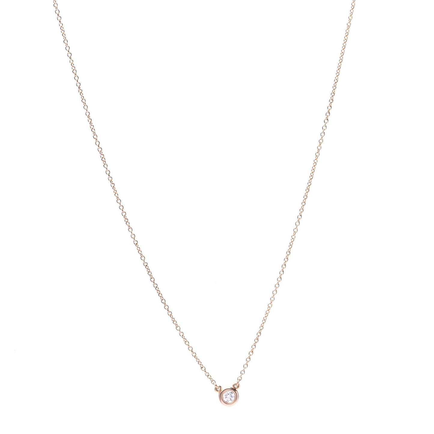 18K Rose Gold Diamond .10ct Elsa Peretti Diamonds by the Yard Pendant Necklace