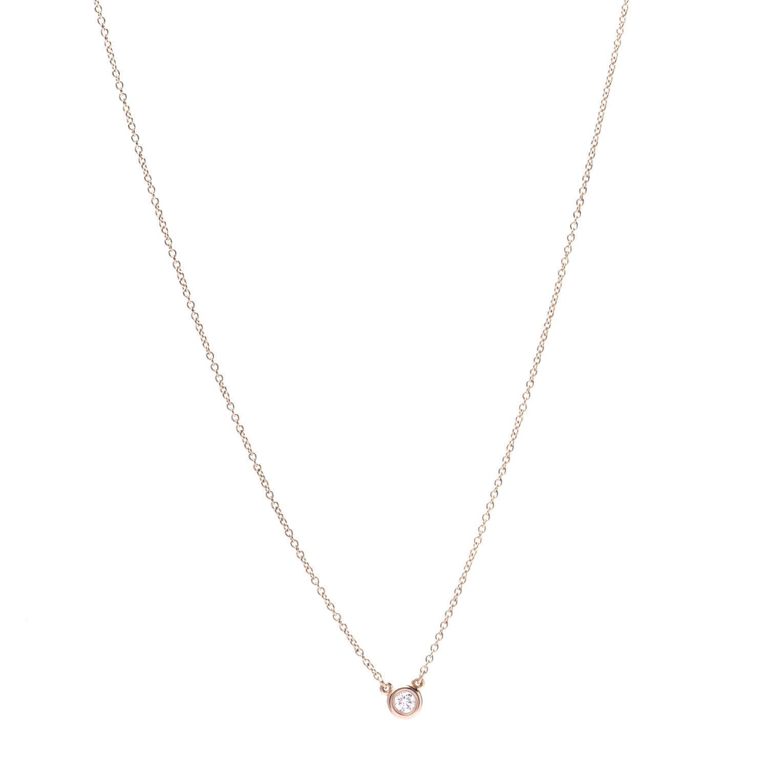 Tiffany 18K Rose Gold Diamond .10ct Elsa Peretti Diamonds by the Yard Pendant Necklace 1 of 5