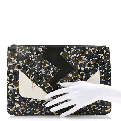 Fendi Vitello Elite Flamingo Granite Lighting Monster Eyes Pouch Military Lavagna Mulitcolor 2 of 8