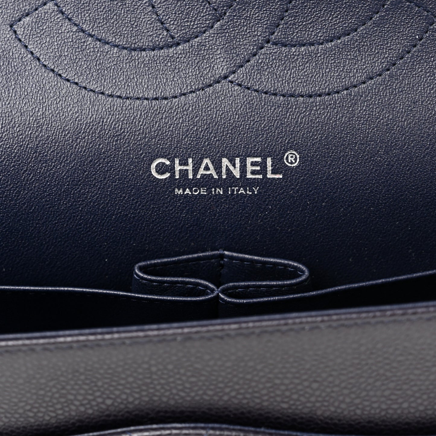 Caviar Quilted Jumbo Double Flap Navy Blue