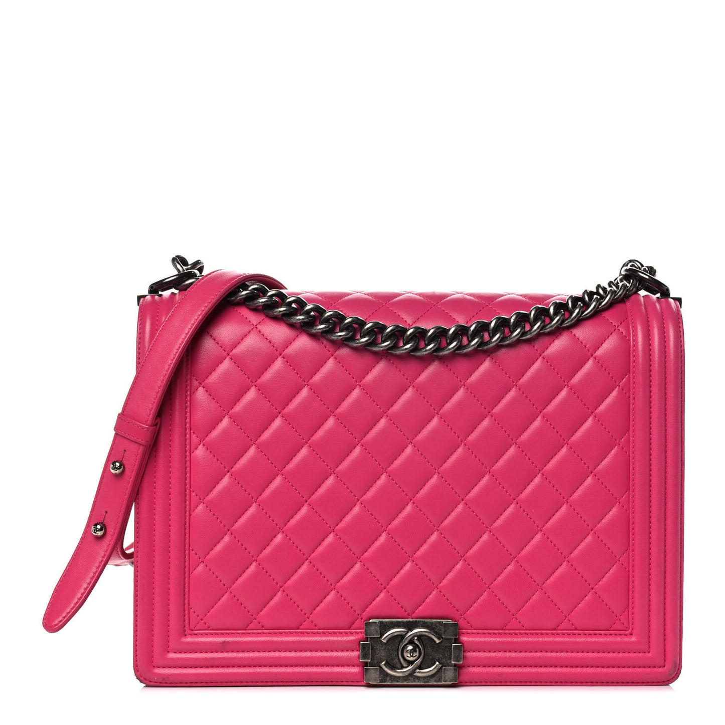 Calfskin Quilted Large Boy Flap Pink
