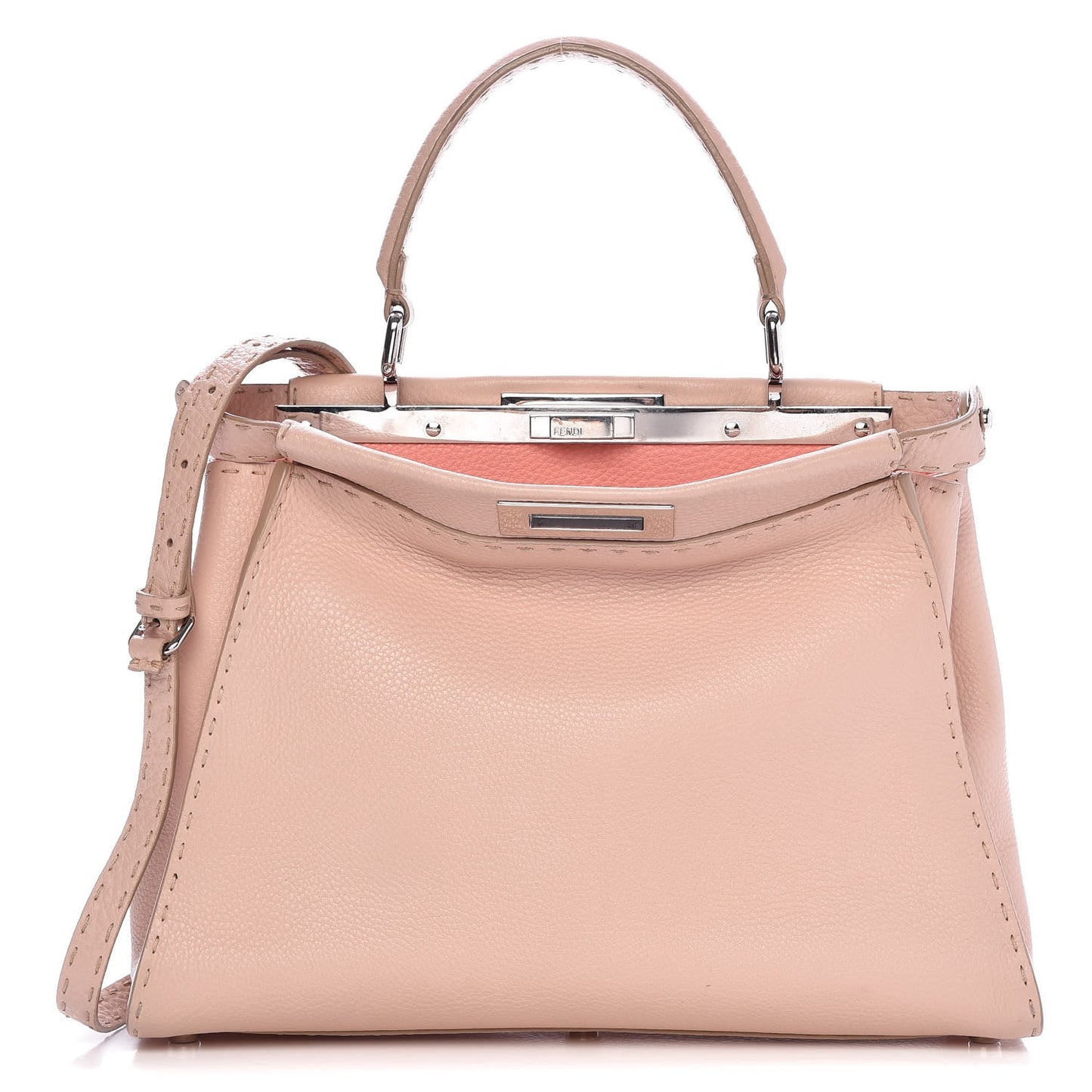 Cuoio Romano Selleria Bi-Color Medium Peekaboo Iconic Satchel Rosa Plaster Pesca