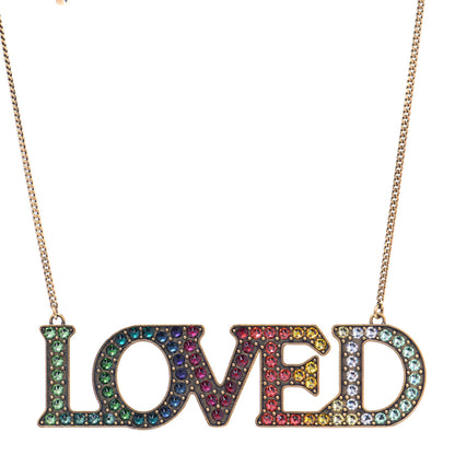 Gucci Metal Crystal Loved Short Necklace Aged Gold 1 of 4