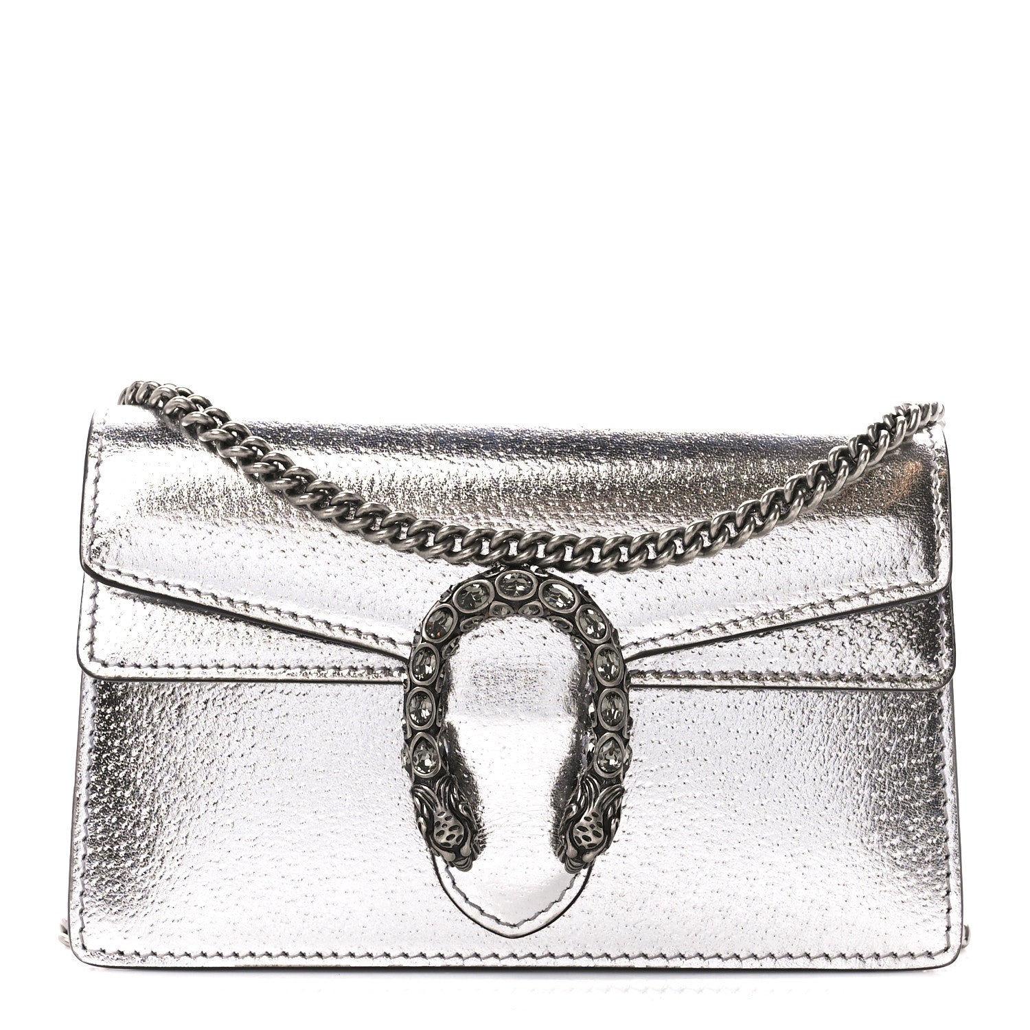 Gucci Metallic Calfskin Super Mini Dionysus Shoulder Bag Silver 1 of 13