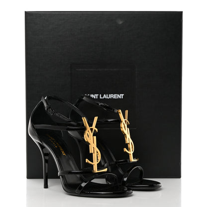 Saint Laurent Patent Cassandra 100 Ankle Strap Sandals 35 Black 9 of 9