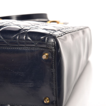 Christian Dior Patent Cannage Large Lady Dior Navy Blue 12 of 14